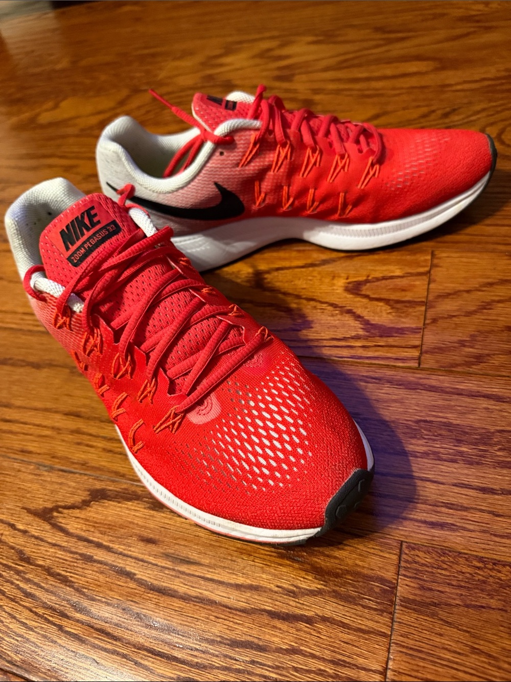 Nike Red Men's Lightweight Running Sneakers with Black Swoosh